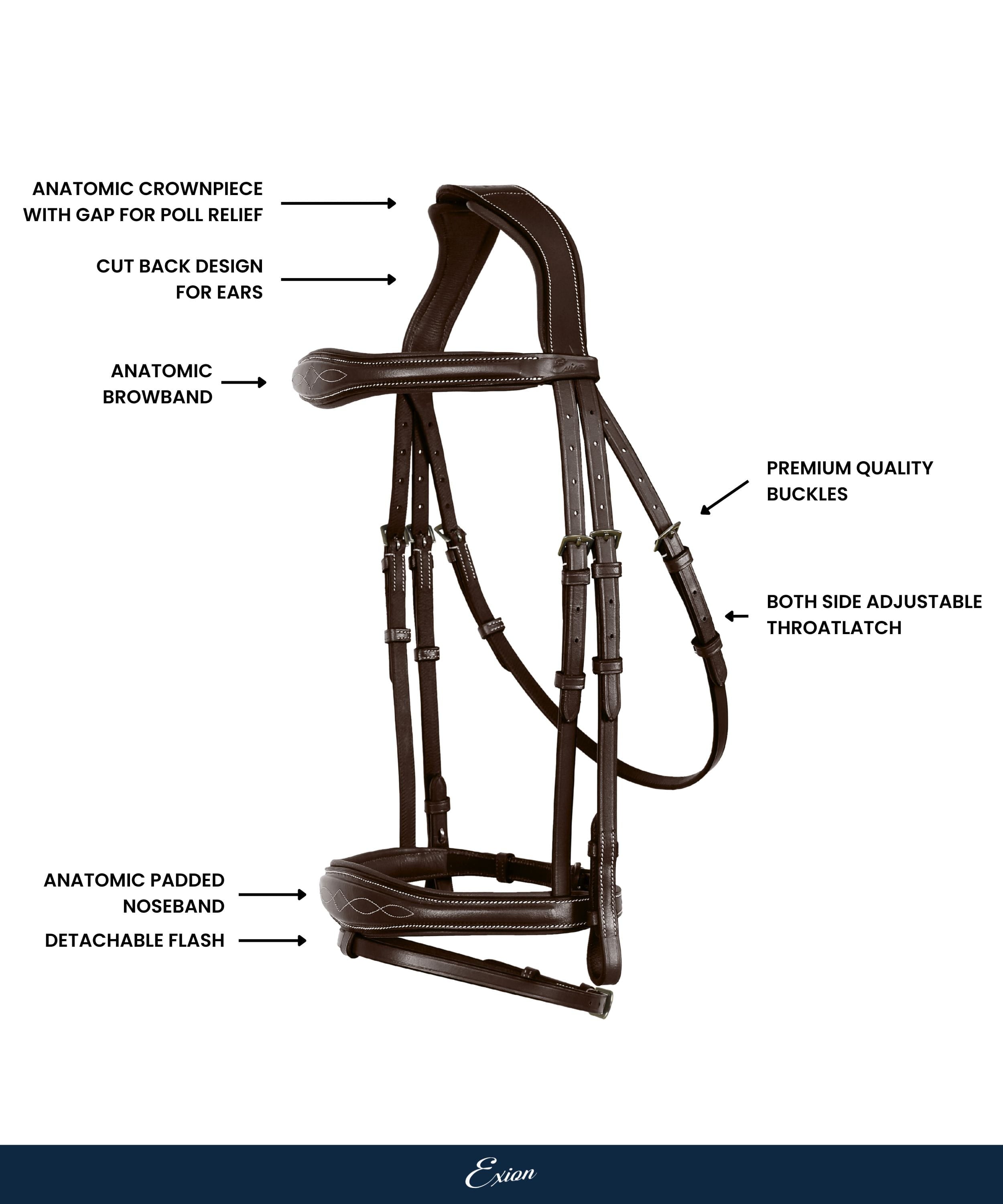 ExionPro 'Perseus' Anatomical Jumping Bridle with Reins by Bridles & Reins - alternate view 4