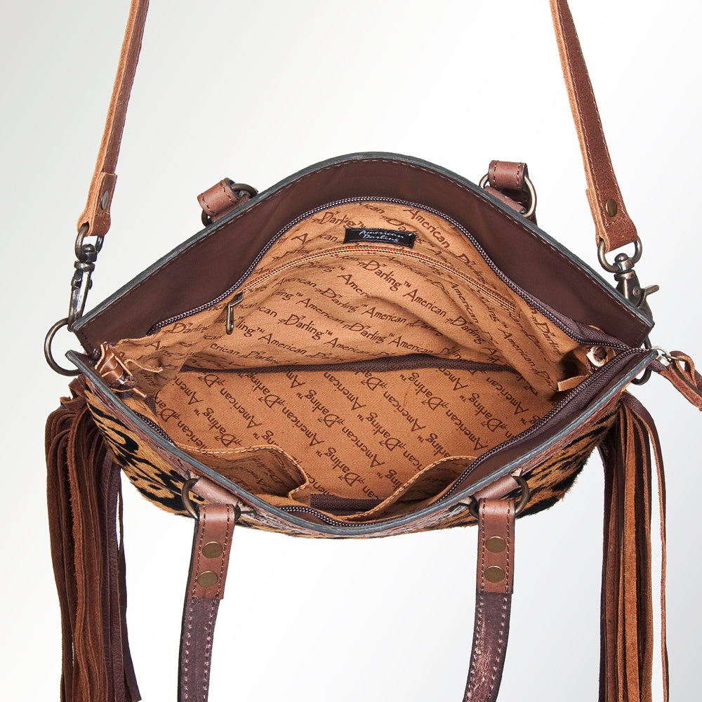 American Darling Crossbody Hand Tooled Hair-On Genuine Leather