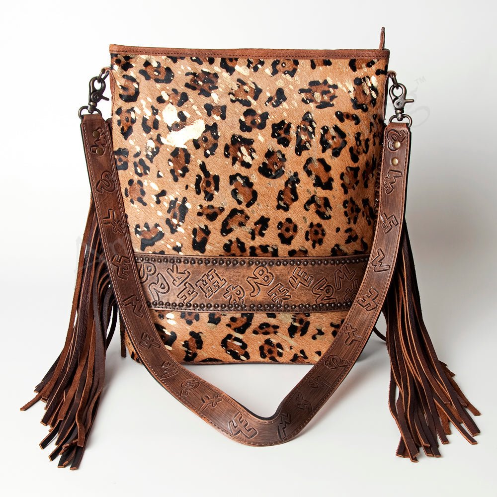 American Darling Messenger Hand Tooled Hair-On Genuine Leather