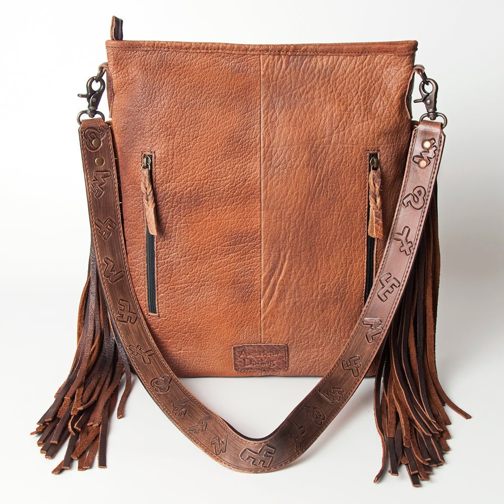 American Darling Messenger Hand Tooled Hair-On Genuine Leather