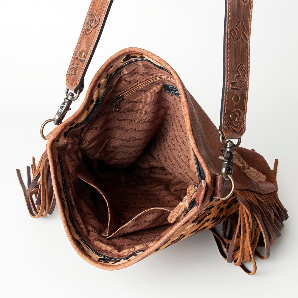 American Darling Messenger Hand Tooled Hair-On Genuine Leather