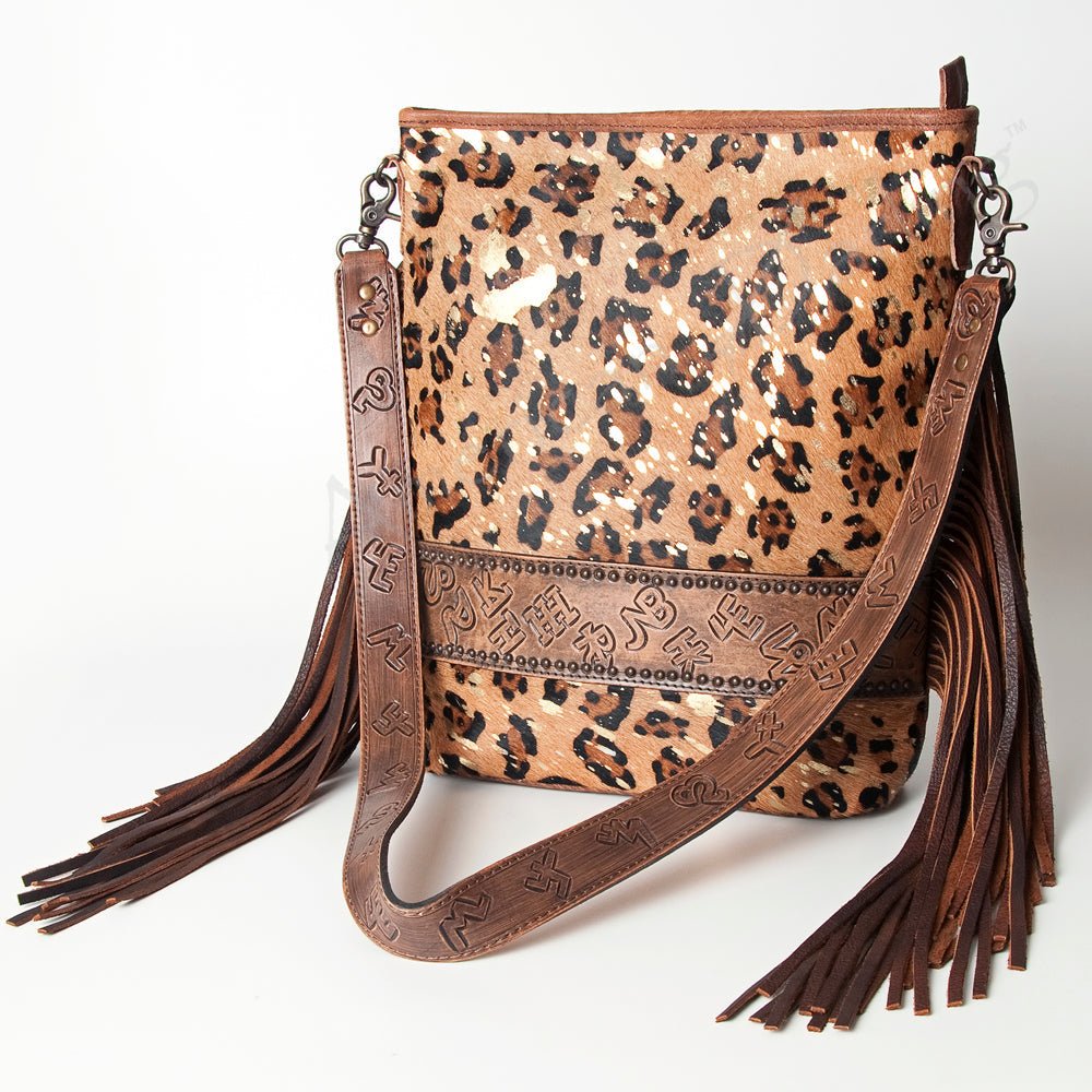 American Darling Messenger Hand Tooled Hair-On Genuine Leather