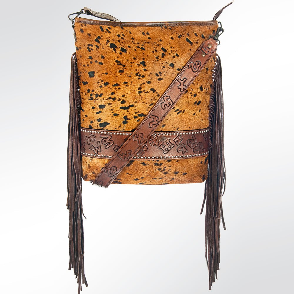 American Darling Messenger Hand Tooled Hair-On Genuine Leather