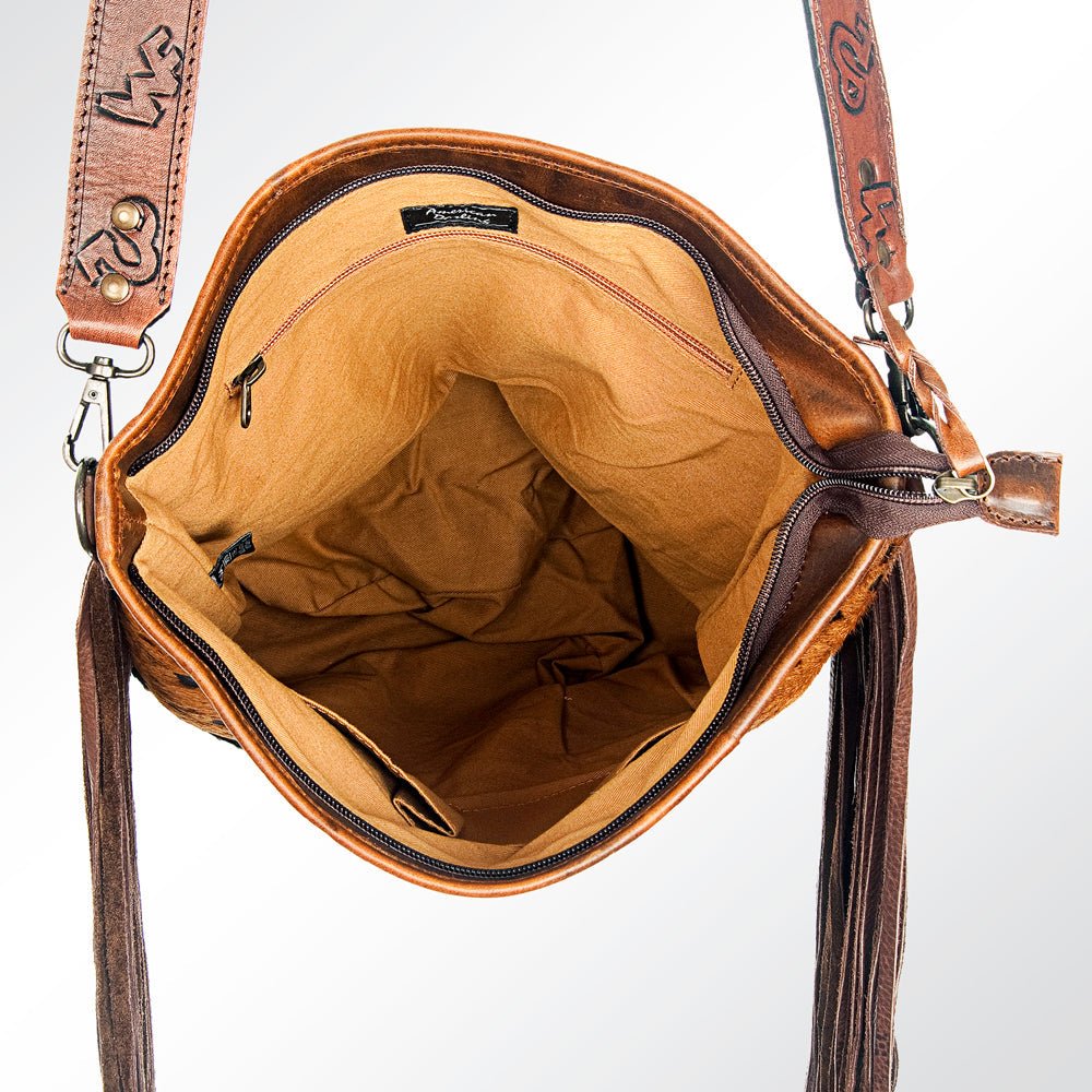 American Darling Messenger Hand Tooled Hair-On Genuine Leather