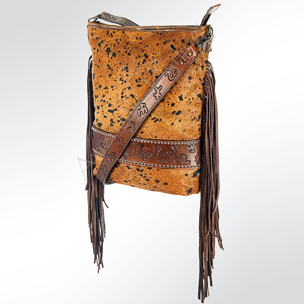 American Darling Messenger Hand Tooled Hair-On Genuine Leather