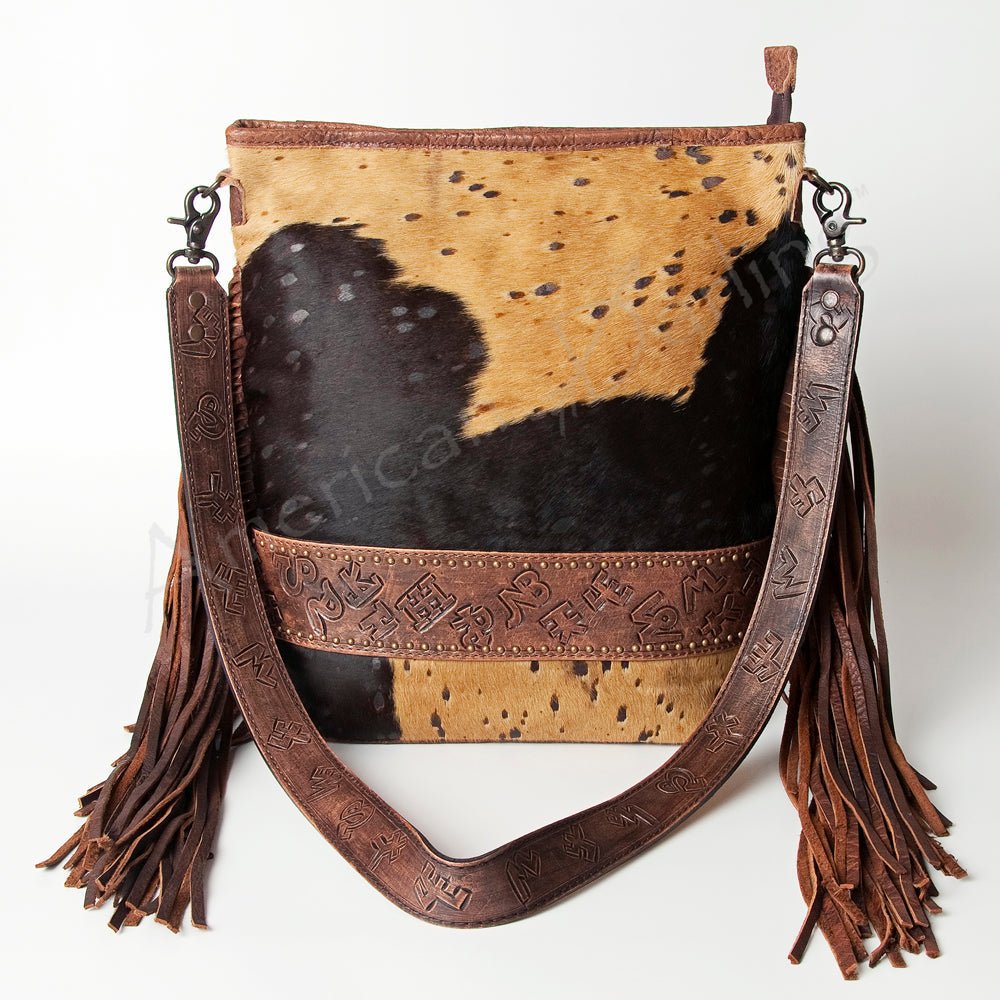 American Darling Messenger Hand Tooled Hair-On Genuine Leather