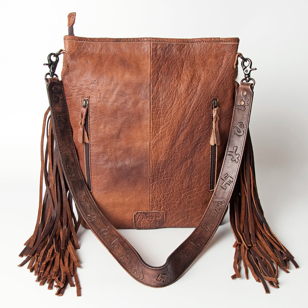American Darling Messenger Hand Tooled Hair-On Genuine Leather