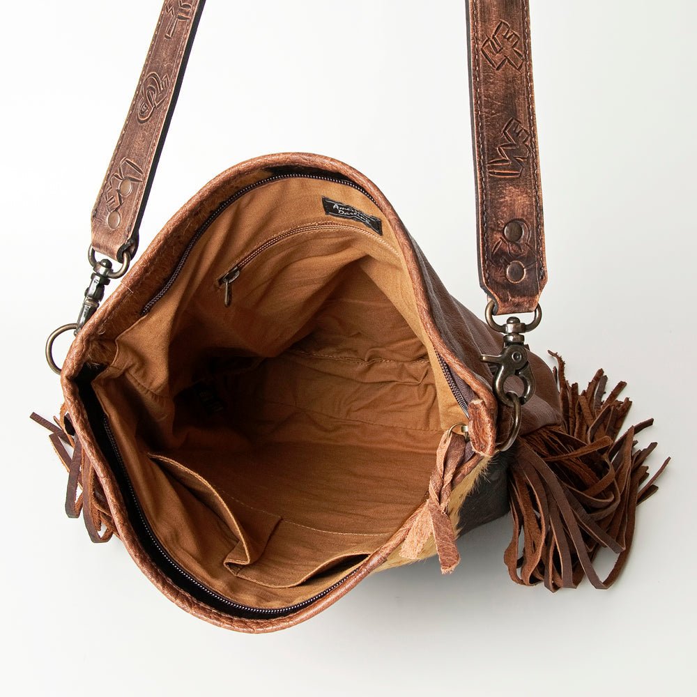American Darling Messenger Hand Tooled Hair-On Genuine Leather