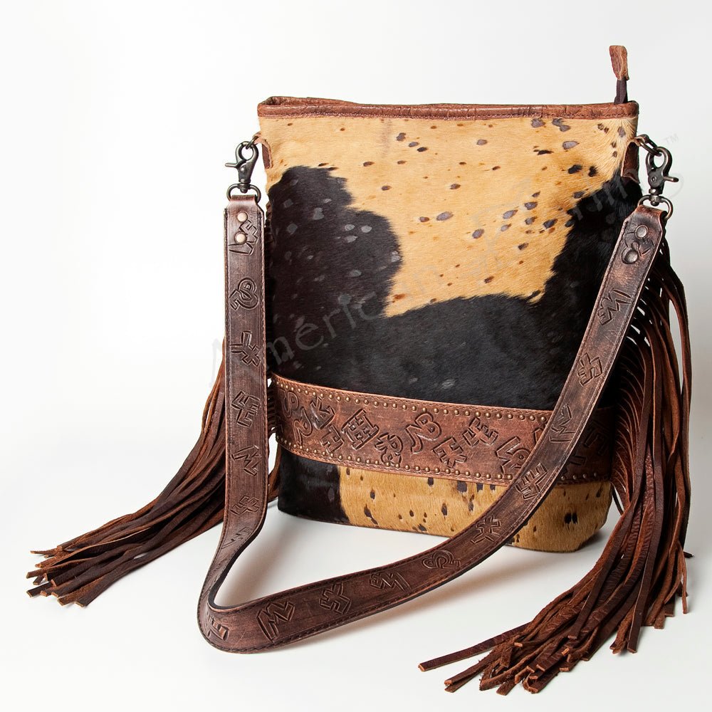 American Darling Messenger Hand Tooled Hair-On Genuine Leather