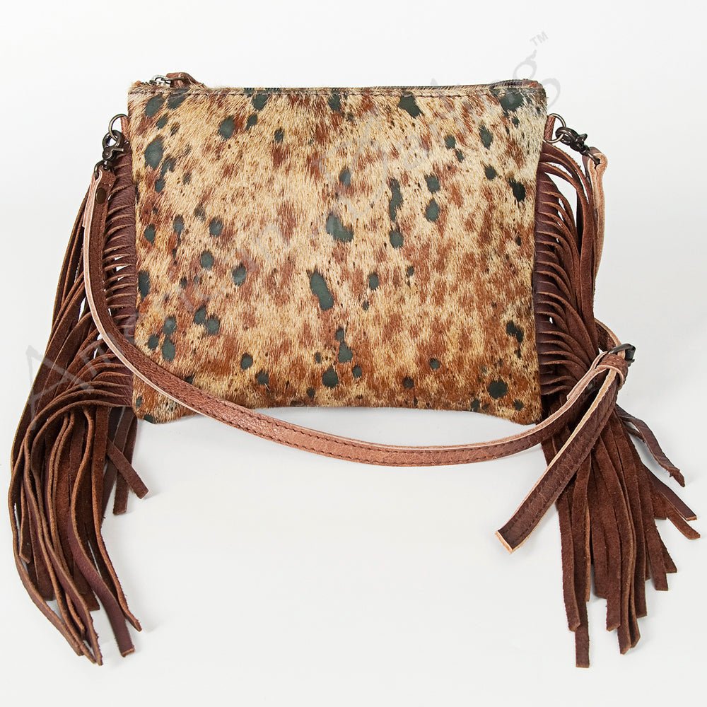 American Darling Western Small Crossbody Bag – Genuine Hair-On Cowhide Leather with Fringes, Adjustable Strap, Handcrafted in Texas
