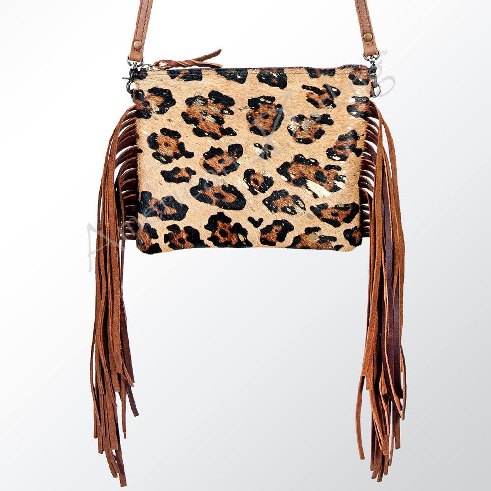 American Darling Western Small Crossbody Bag – Genuine Hair-On Cowhide Leather with Fringes, Adjustable Strap, Handcrafted in Texas