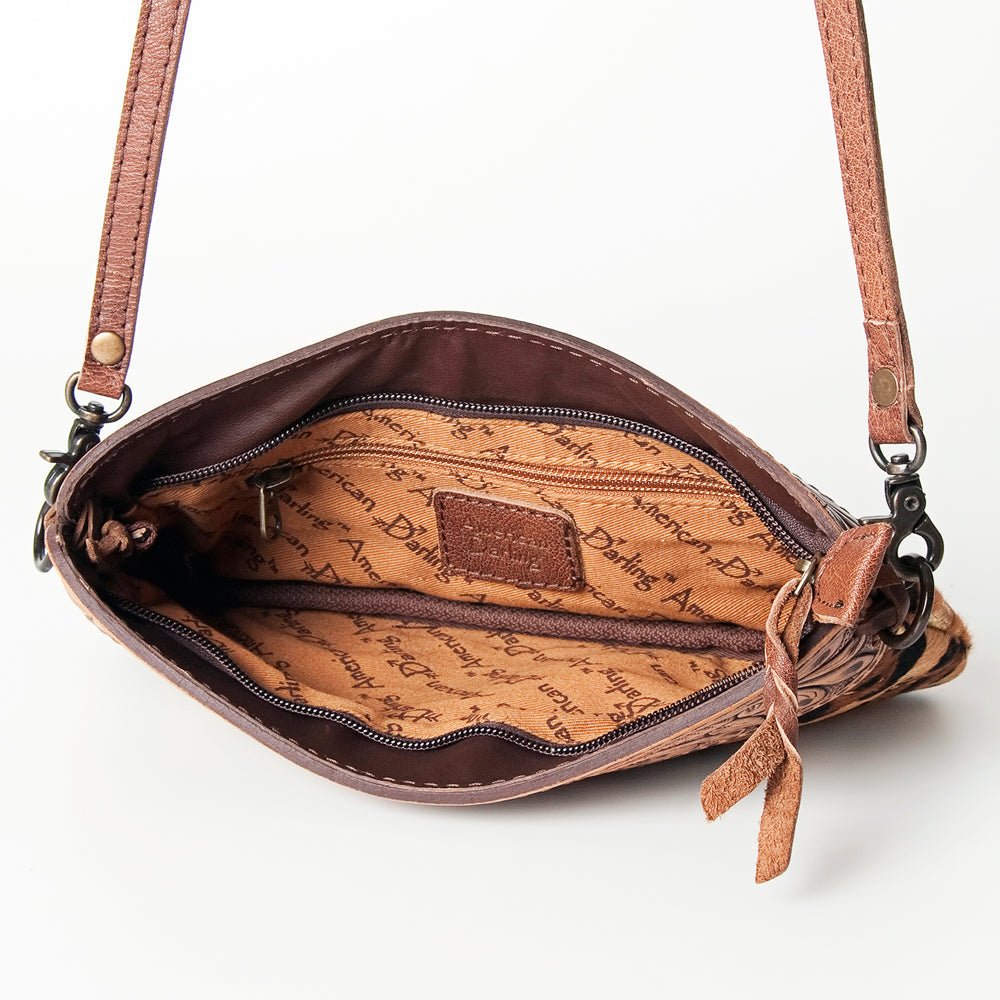 American Darling Small Crossbody Hand Tooled Hair-On Genuine Leather