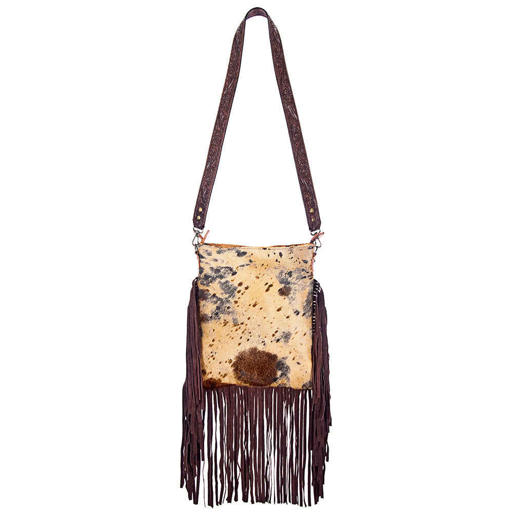 American Darling Messenger Hand Tooled Hair On Genuine Leather Western Women Bag Handbag Purse | Cute