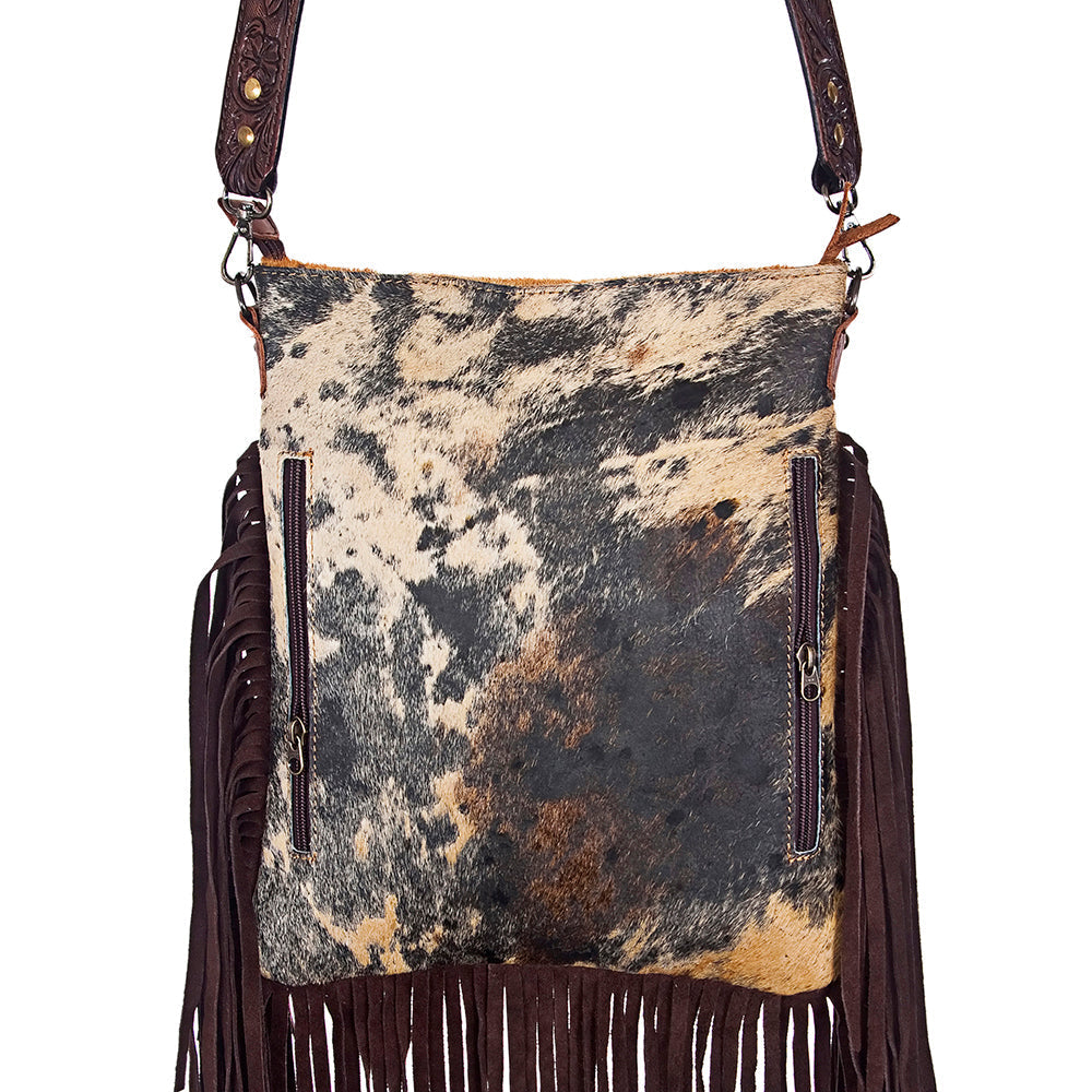 American Darling Messenger Hand Tooled Hair On Genuine Leather Western Women Bag Handbag Purse | Cute