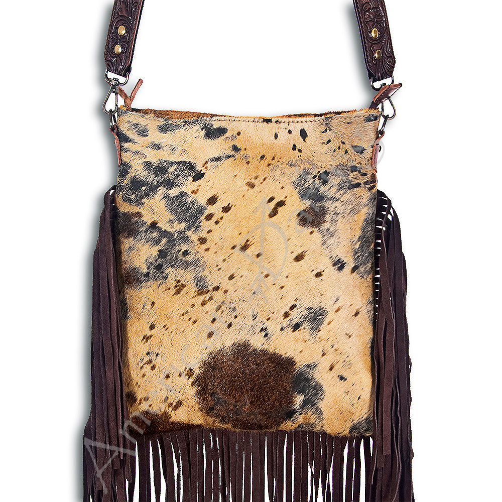 American Darling Messenger Hand Tooled Hair On Genuine Leather Western Women Bag Handbag Purse | Cute