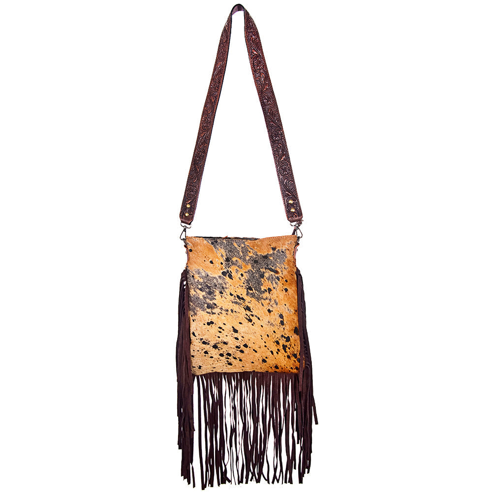 American Darling Messenger Hand Tooled Hair On Genuine Leather Western Women Bag Handbag Purse | Cute