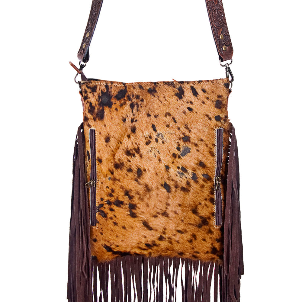 American Darling Messenger Hand Tooled Hair On Genuine Leather Western Women Bag Handbag Purse | Cute