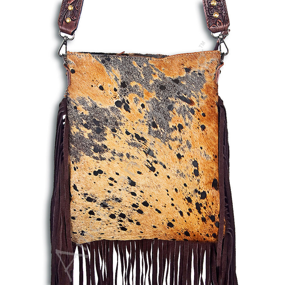 American Darling Messenger Hand Tooled Hair On Genuine Leather Western Women Bag Handbag Purse | Cute