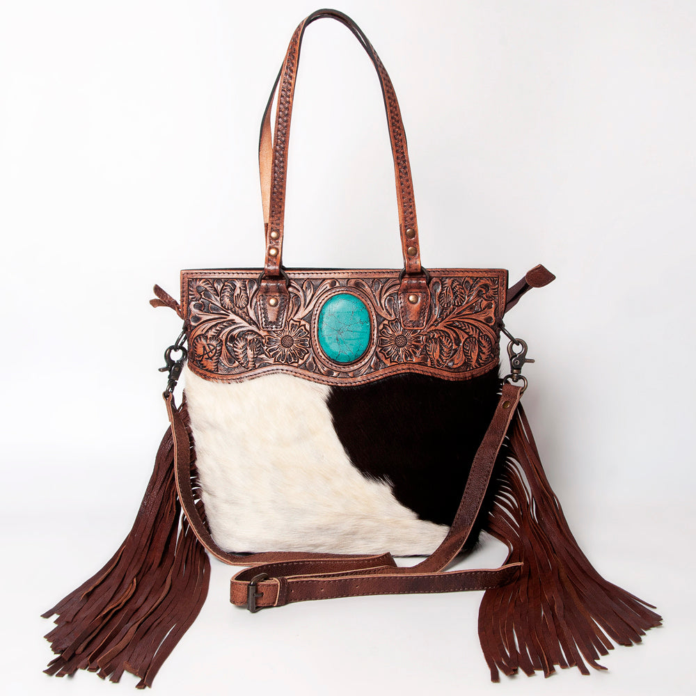 American Darling Crossbody Hand Tooled Hair-On Genuine Leather