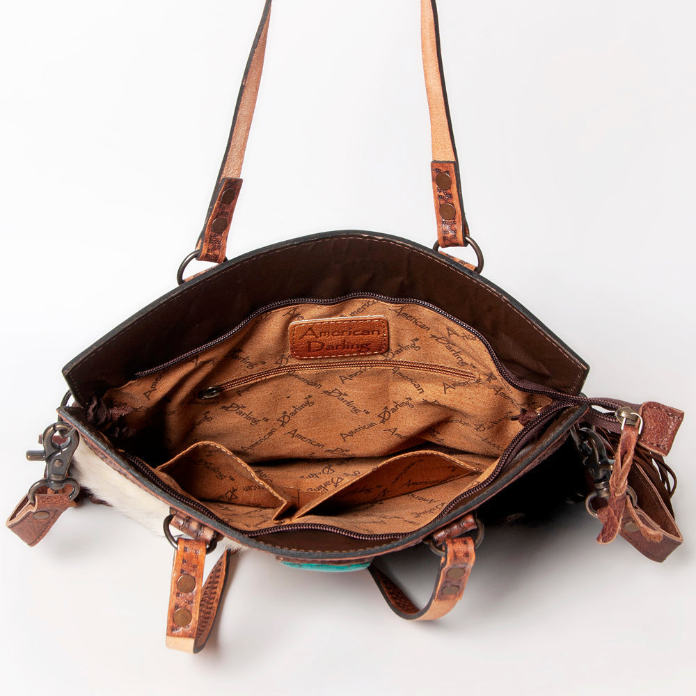 American Darling Crossbody Hand Tooled Hair-On Genuine Leather