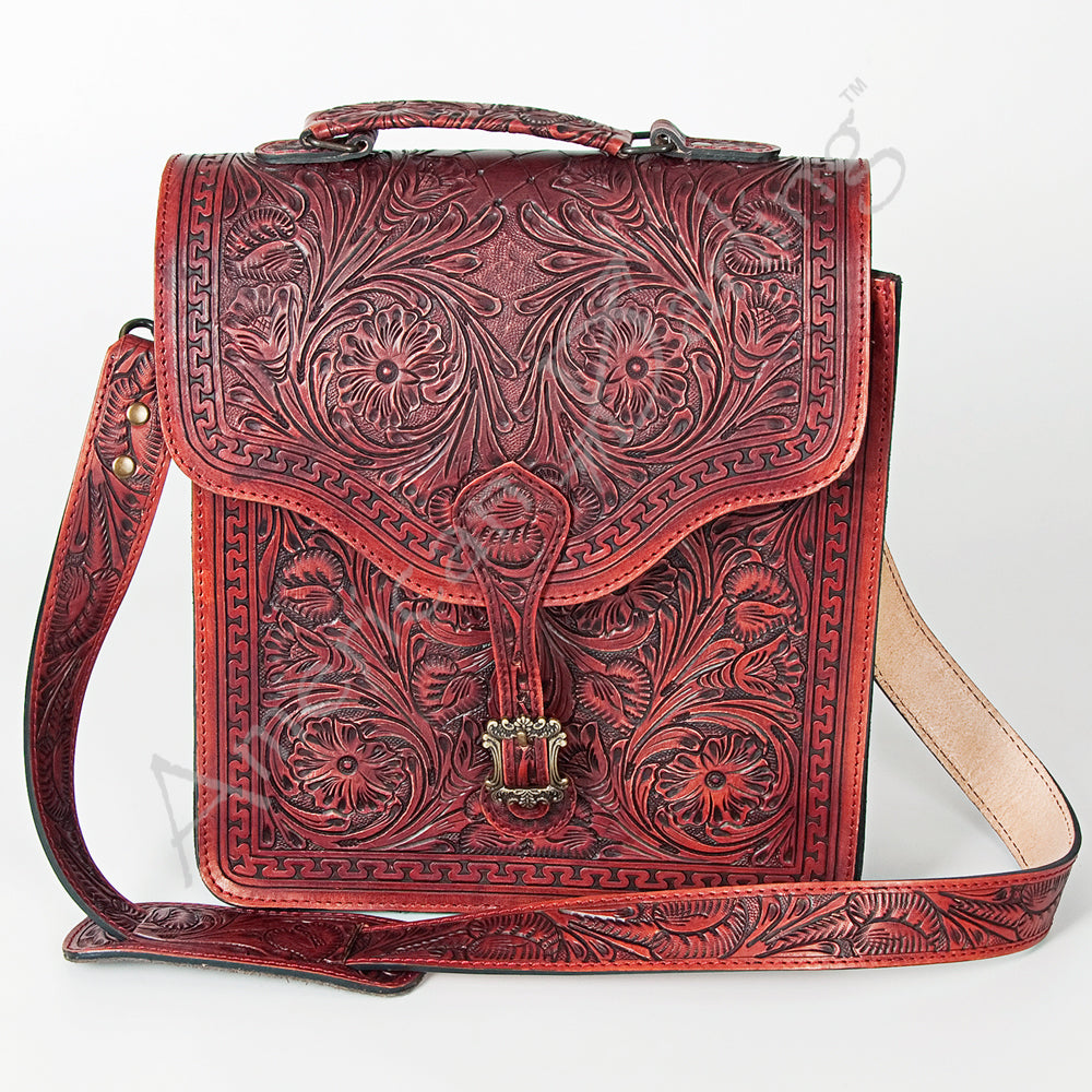 American Darling Hand-Tooled Genuine Leather Briefcase