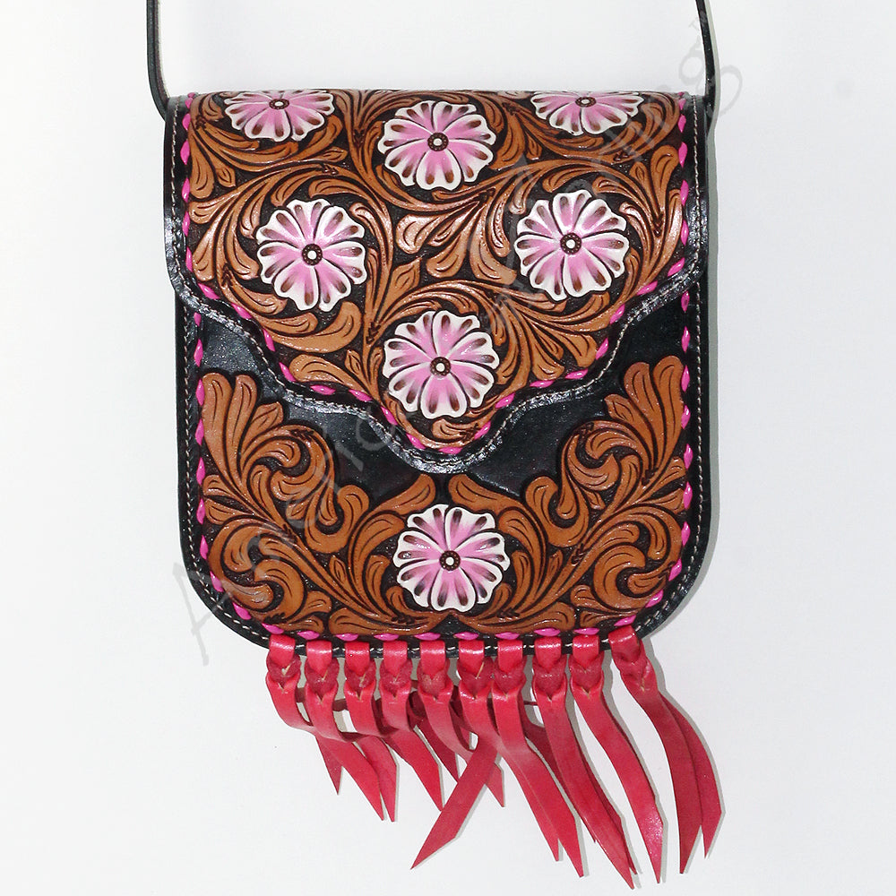 American Darling Hand-Tooled Leather Messenger Bag
