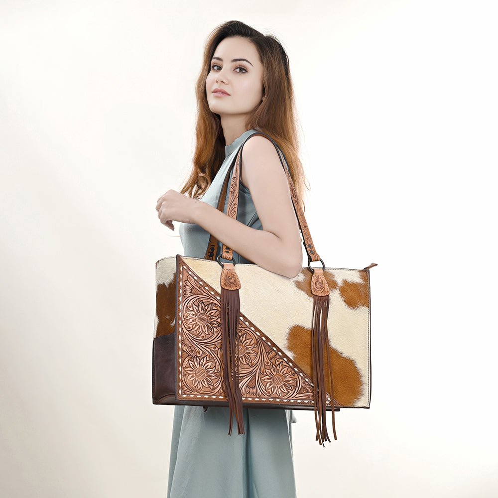 American Darling Hand Tooled Hair-On Genuine Leather