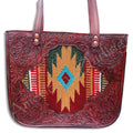 American Darling Hand-Tooled Saddle Blanket Leather Tote