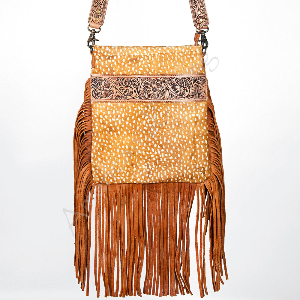 American Darling Messenger Hand Tooled Hair On Genuine Leather Western Women Bag Handbag Purse | Cute