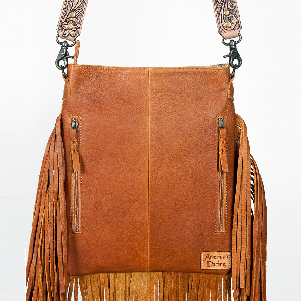 American Darling Messenger Hand Tooled Hair On Genuine Leather Western Women Bag Handbag Purse | Cute
