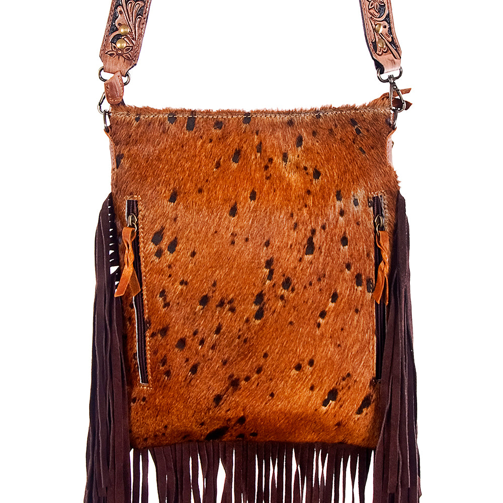 American Darling Messenger Hand Tooled Hair On Genuine Leather Western Women Bag Handbag Purse | Cute