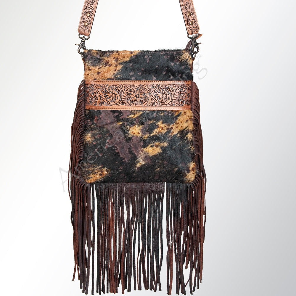 American Darling Messenger Hand Tooled Hair On Genuine Leather Western Women Bag Handbag Purse | Cute