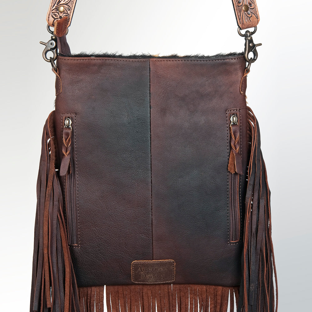 American Darling Messenger Hand Tooled Hair On Genuine Leather Western Women Bag Handbag Purse | Cute