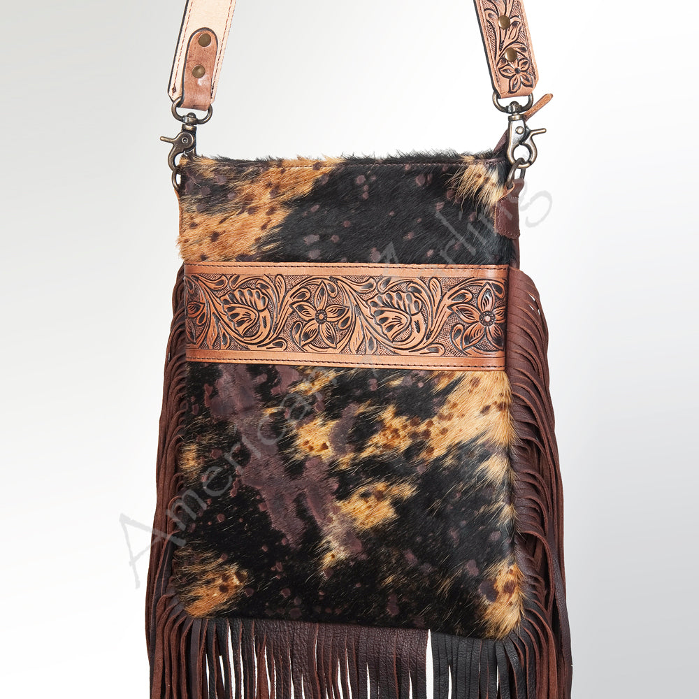 American Darling Messenger Hand Tooled Hair On Genuine Leather Western Women Bag Handbag Purse | Cute
