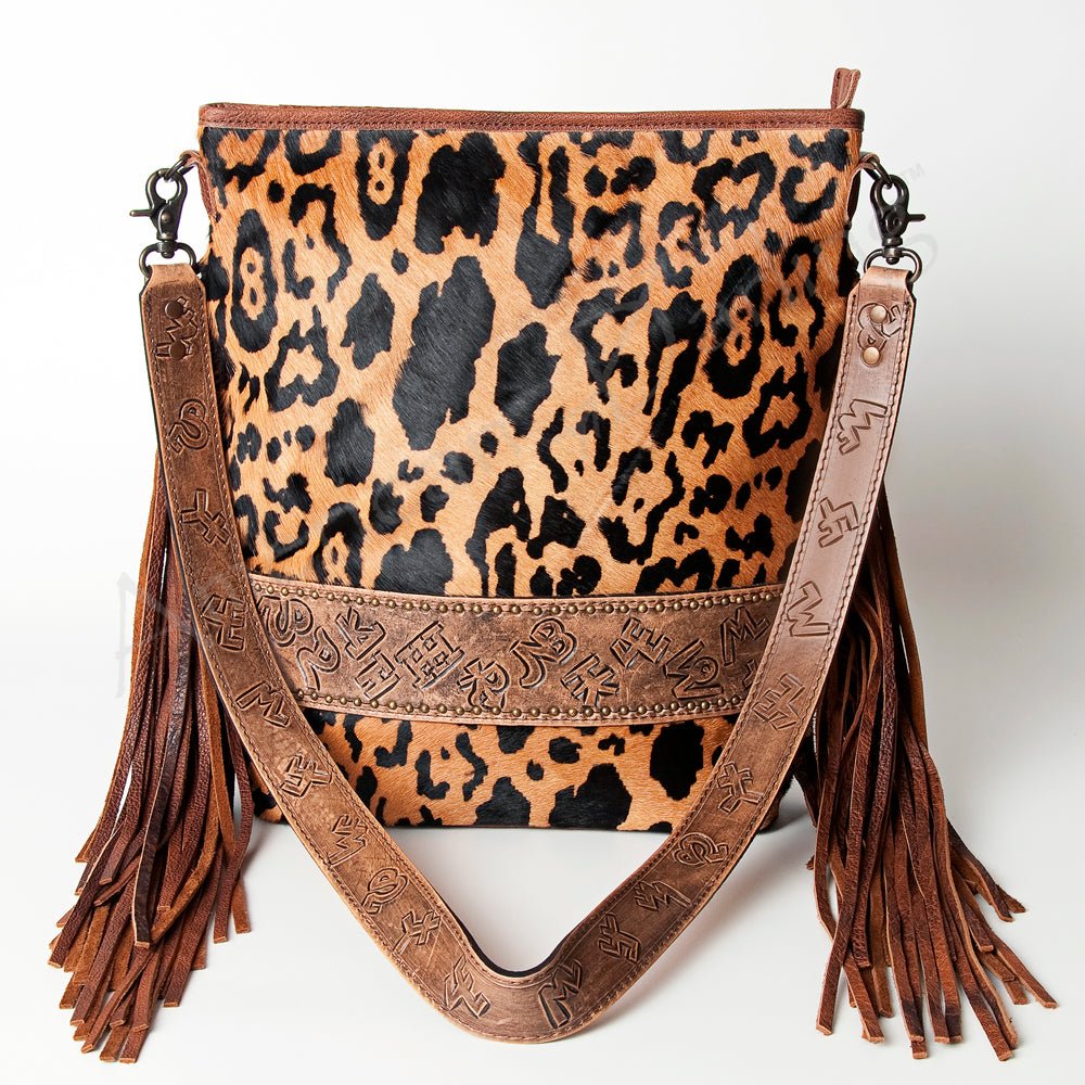 American Darling Messenger Hand Tooled Hair-On Genuine Leather