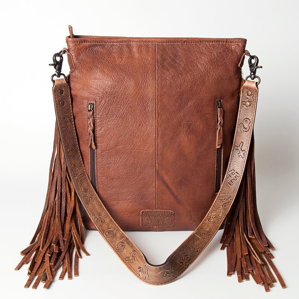 American Darling Messenger Hand Tooled Hair-On Genuine Leather