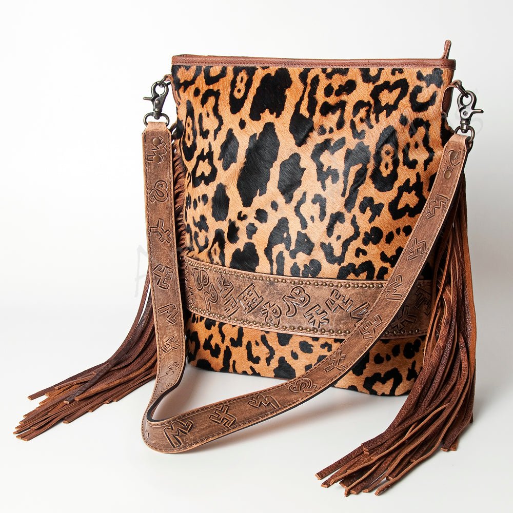 American Darling Messenger Hand Tooled Hair-On Genuine Leather