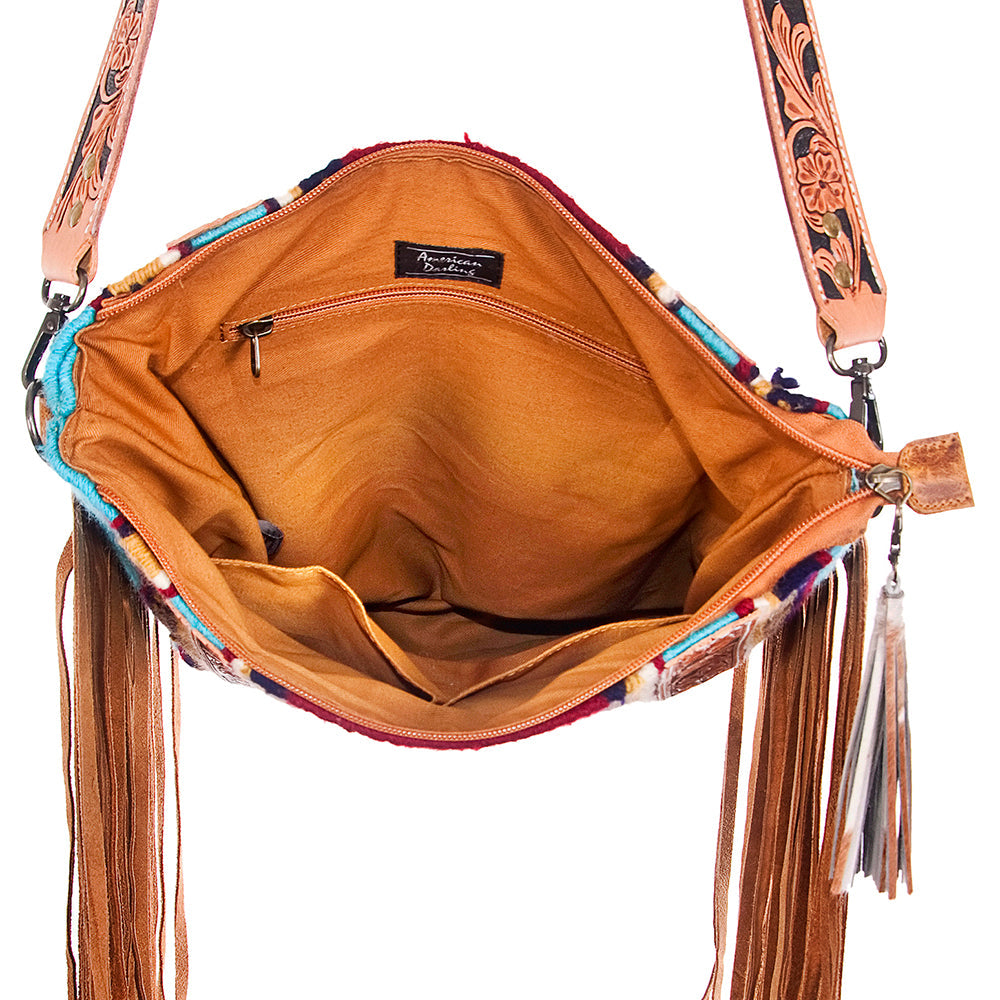 American Darling Large Crossbody Saddle Blanket Genuine Leather