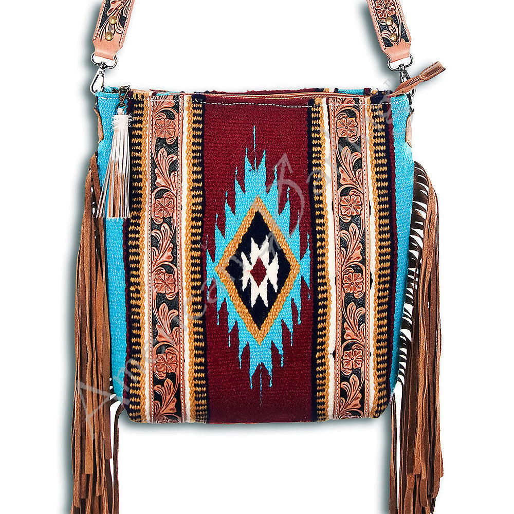 American Darling Large Crossbody Saddle Blanket Genuine Leather