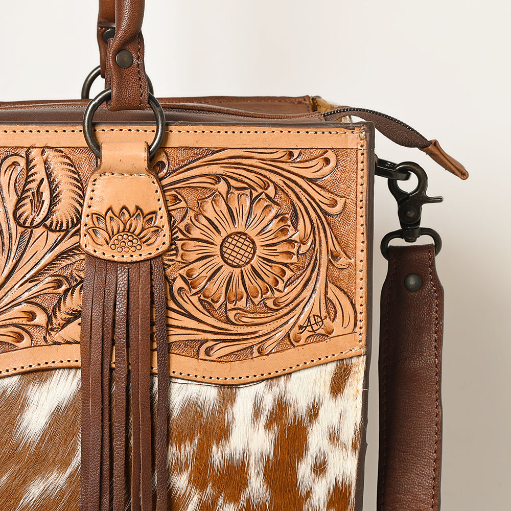 American Darling Tote Hand Tooled Hair on Genuine Leather Western Women Bag Handbag Purse | Travel Bags College Casual