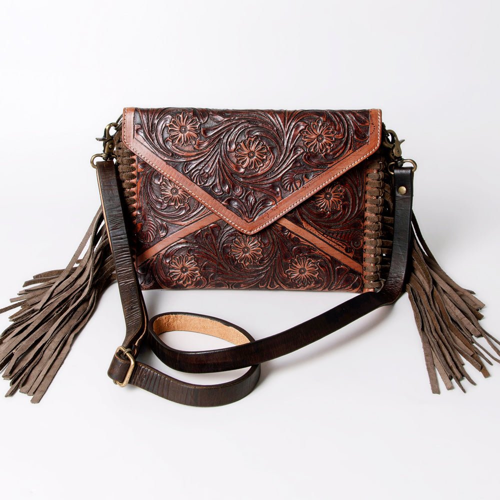 American Darling Hand-Tooled Genuine Leather Envelope Bag