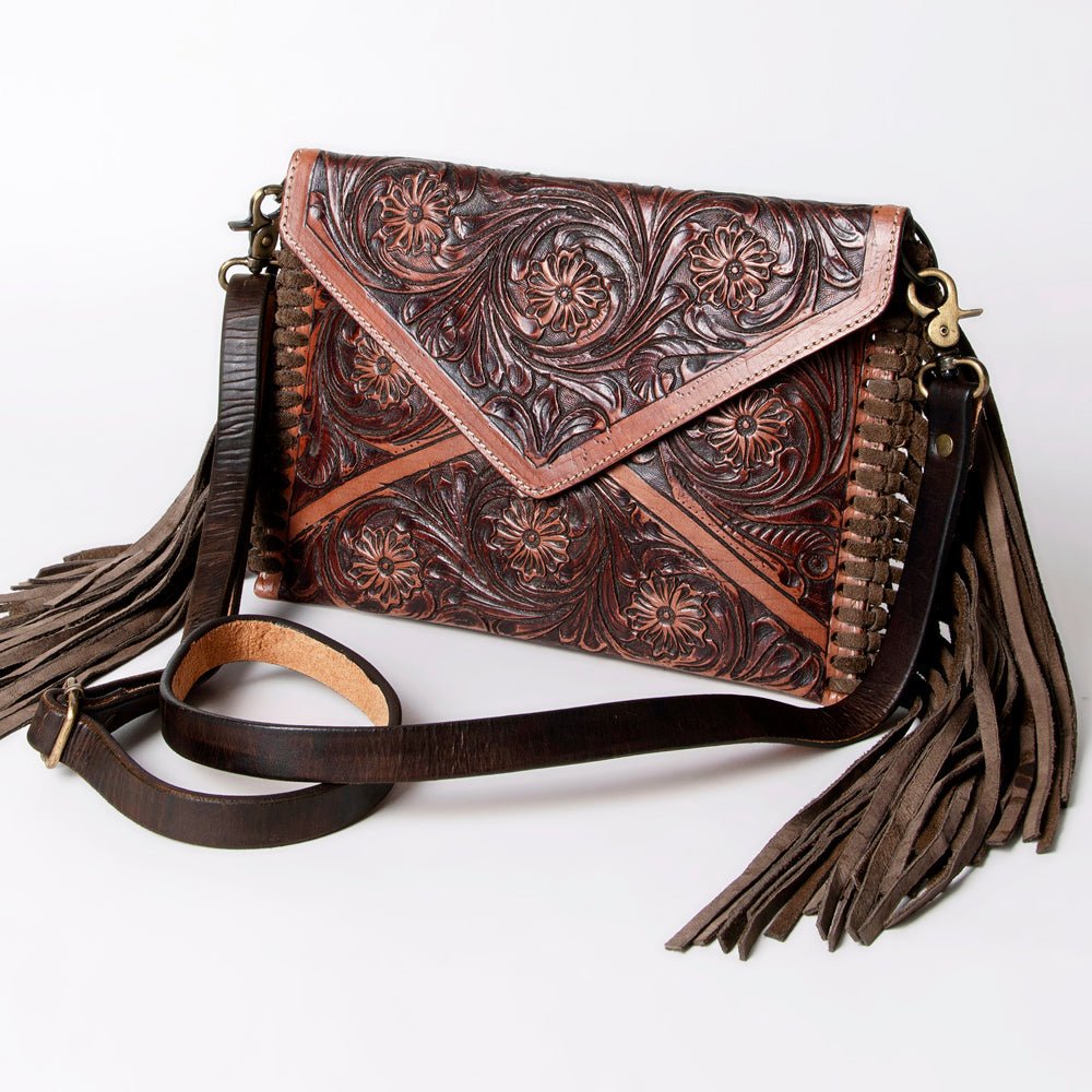 American Darling Hand-Tooled Genuine Leather Envelope Bag