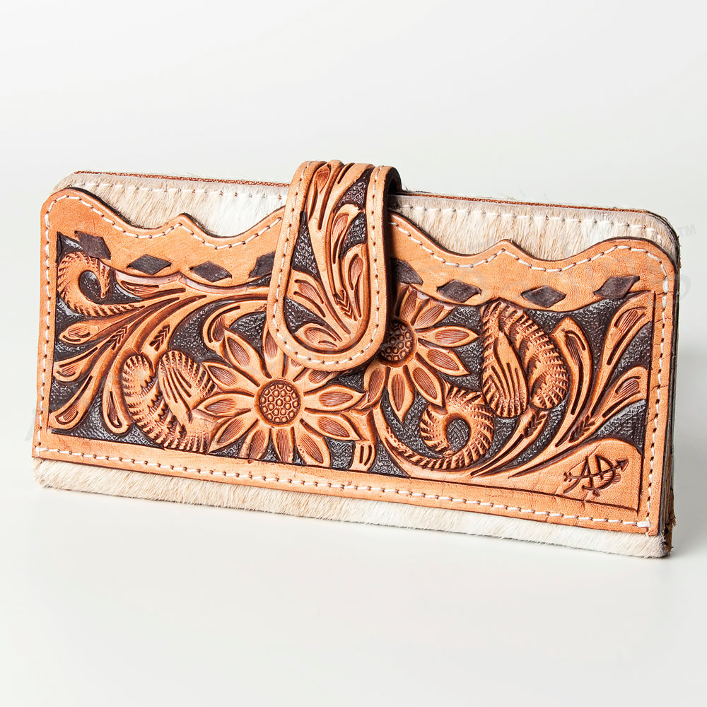American Darling Hand-Tooled Hair-On Genuine Leather Wallet