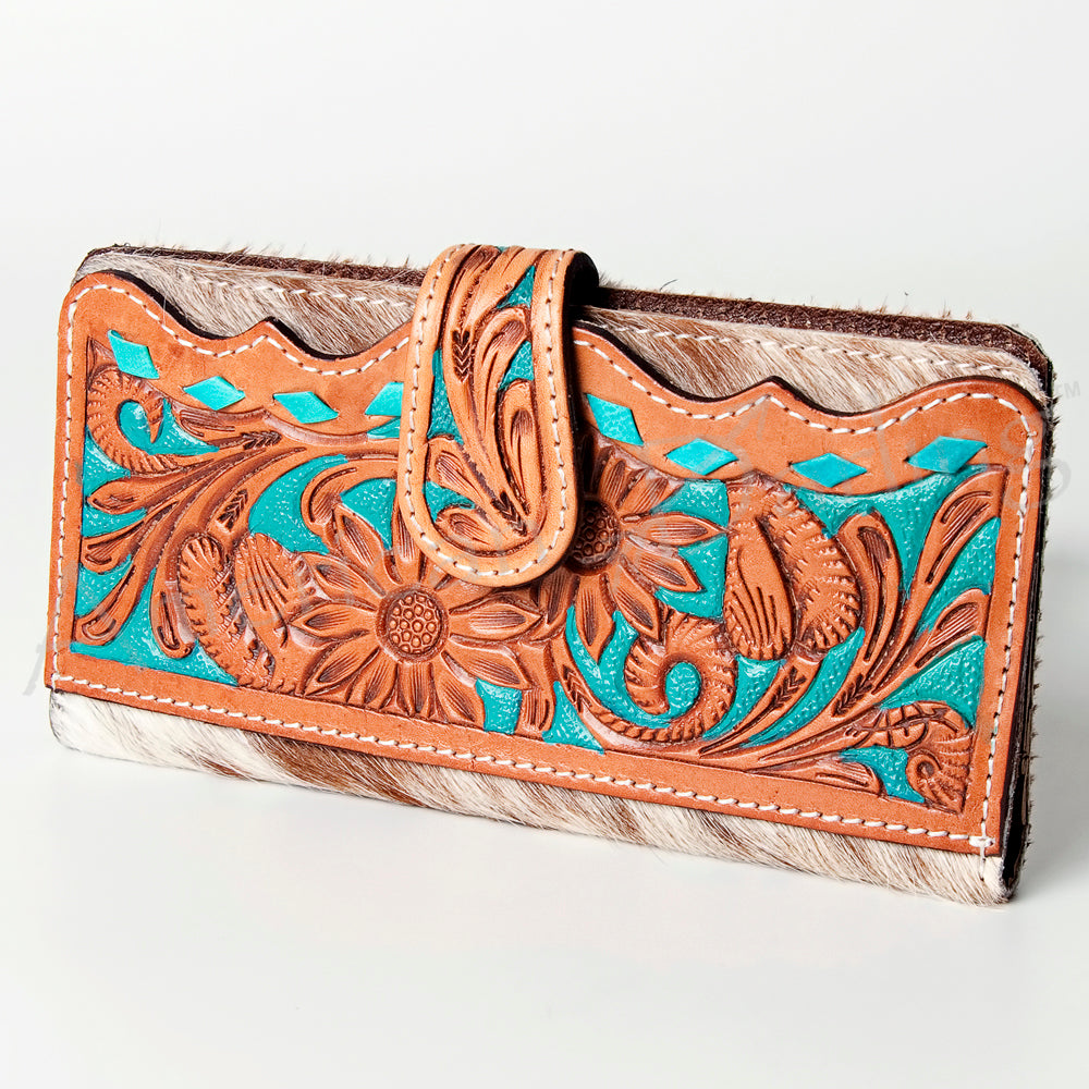 American Darling Hand-Tooled Hair-On Genuine Leather Wallet
