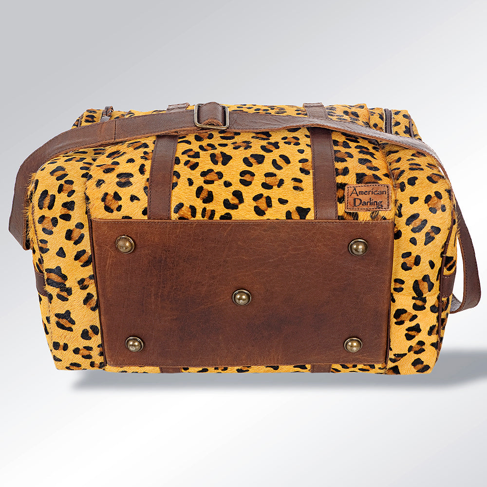 American Darling Duffel Bag, Hair-On Cowhide and Genuine Leather, Large Western Travel Tote, Vegetable-Tanned Full Grain Leather