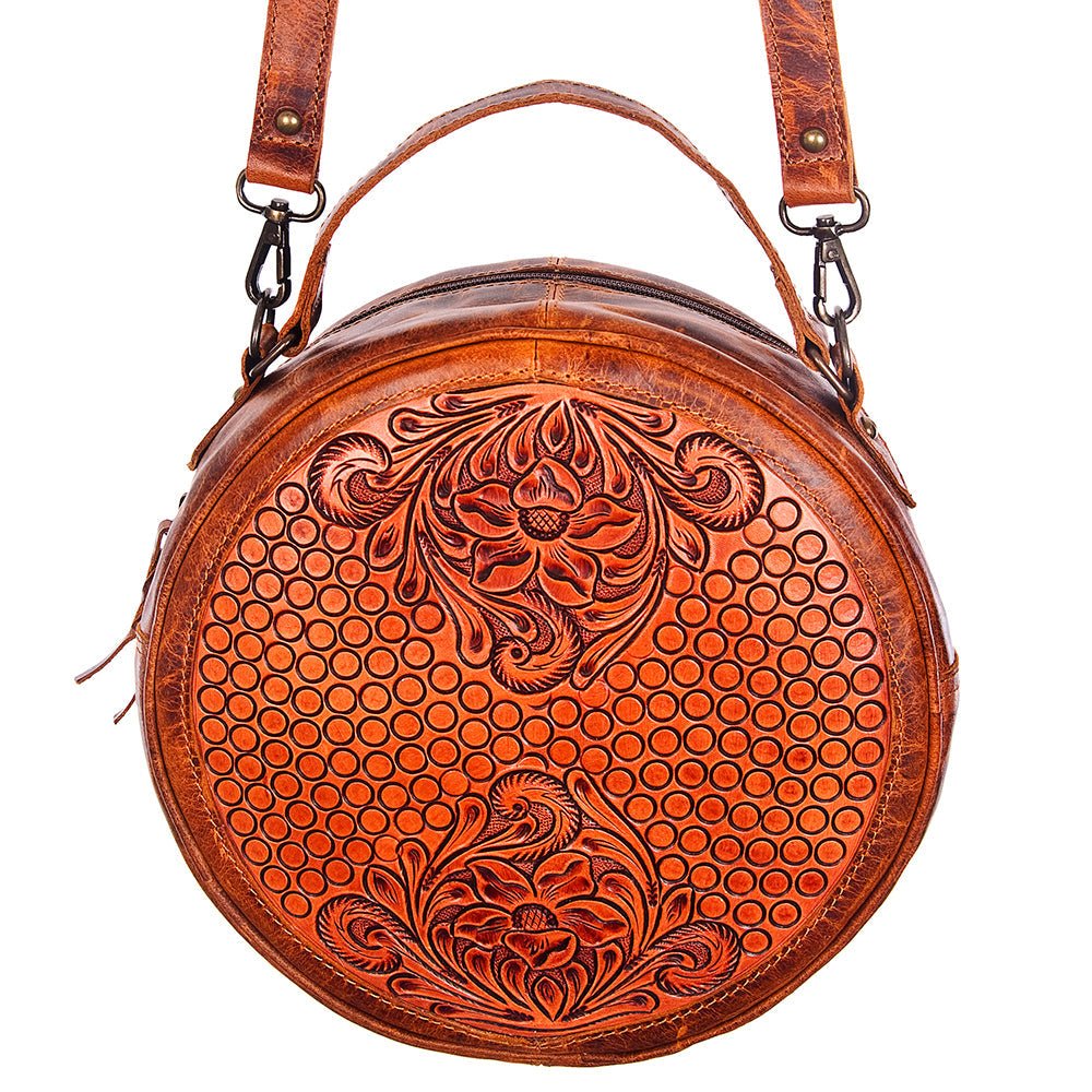 American Darling Hand-Tooled Genuine Leather Canteen Bag