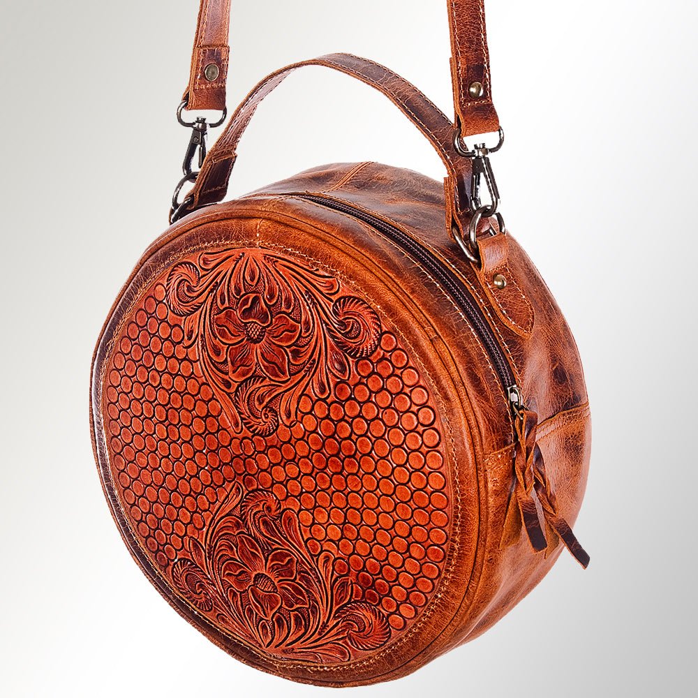 American Darling Hand-Tooled Genuine Leather Canteen Bag