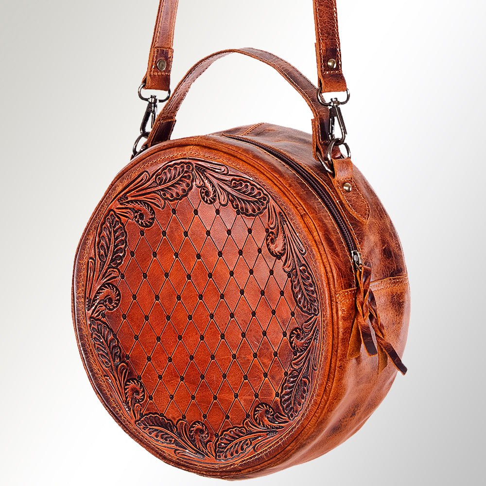 American Darling Hand-Tooled Genuine Leather Canteen Bag