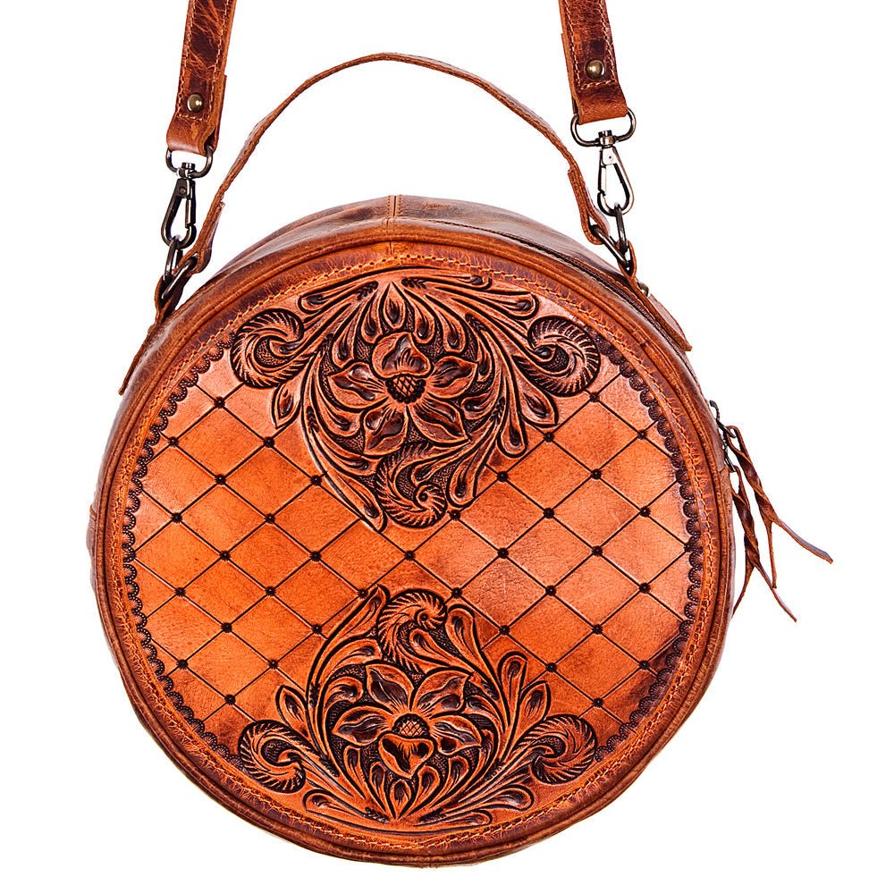 American Darling Hand-Tooled Genuine Leather Canteen Bag