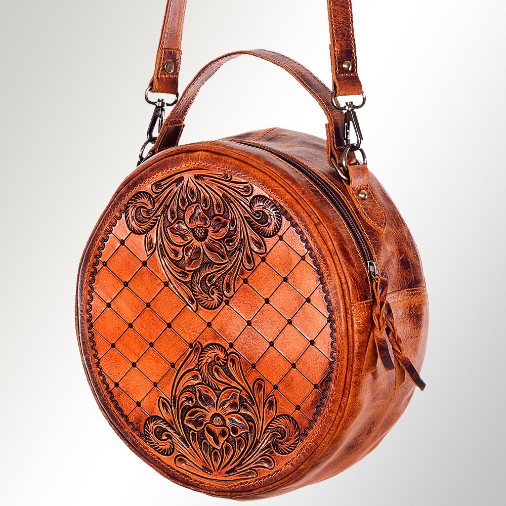 American Darling Hand-Tooled Genuine Leather Canteen Bag